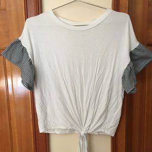 Cute Ruffled Sleeve Gingham Top